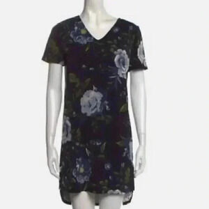 New‎ Christian Siriano Black And Blue Floral Dress Women’s Sz Large NWT
